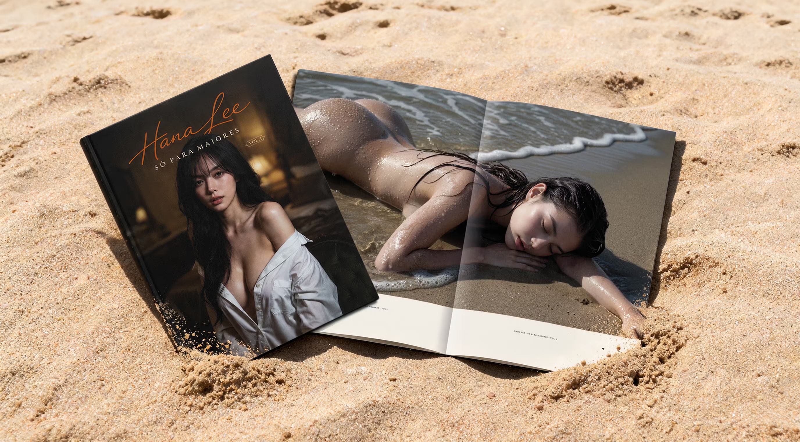 Hana Lee ao lado do fotolivro Só para maiores, volume 1